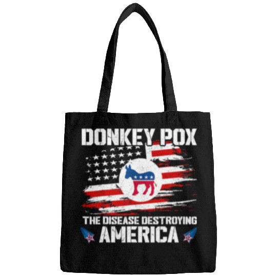 Donkey Pox The Disease Destroying America USA Flag Funny Bags
