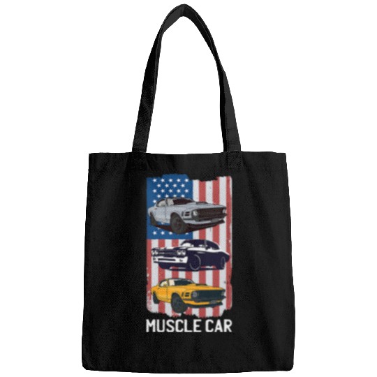 American Muscle Car Racing Classic Car Drivers USA Flag Bags