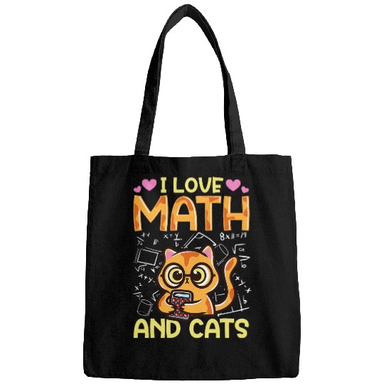 I Love Math And Cats Funny Cat Humor Student Teacher Design Bags