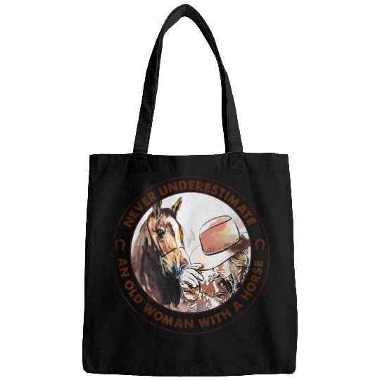 Never Underestimate Old Woman With A Horse Western Cowgirl Bags