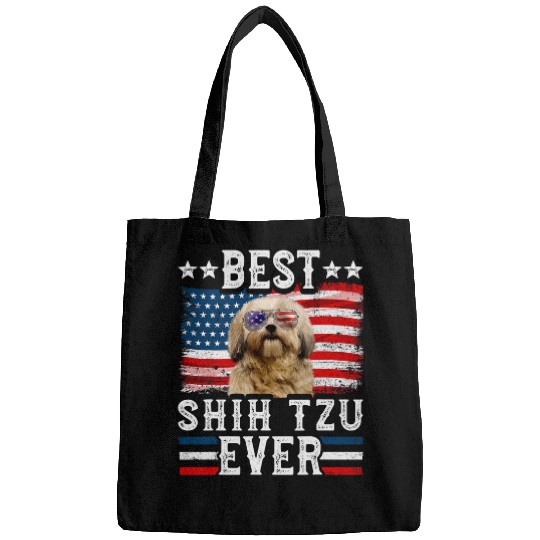 bests Shih Tzu Ever American Flag 4th Of July Bags