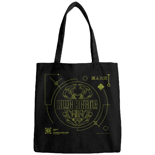 Blue Beetle Scarab Outline Schematics Chest Logo Bags
