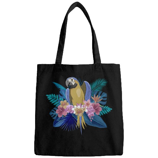 Bird Watching Flowers Animal Bird Tropical Macaw Parrot Bags