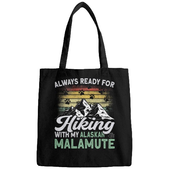 Alaska Dog Nature Lover I Love Hiking Retro Alaskan Malamute Bags