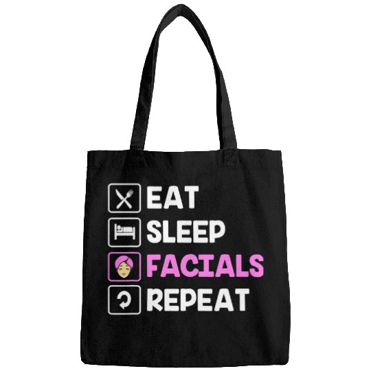 Eat Sleep Facials Repeat Skincare Lover Esthetician Women Bags