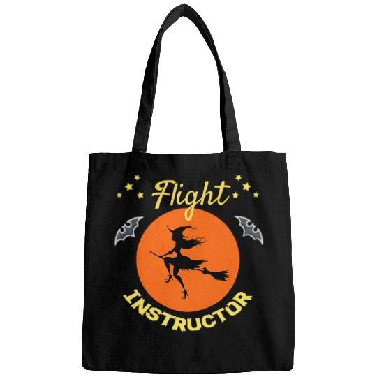 Flight Instructor witch broom bats pilot funny halloween Bags