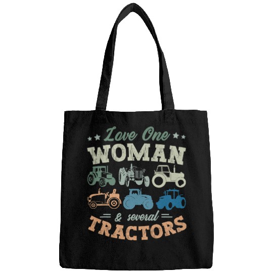 Tractor driving Love One Woman And Several Tractors Farmer Agriculture Bags
