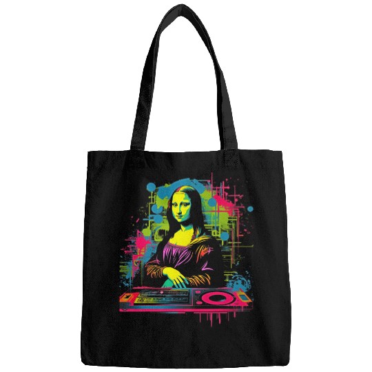 Funny Mona Lisa Cool Retro Y2K EDM Mona Lisa DJ 2 Bags
