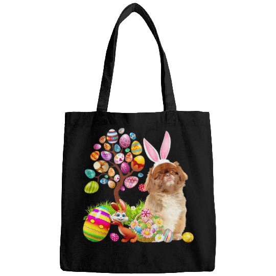 Pekingese Easter Egg Tree Dogs Bunny Easters Day Bags