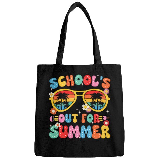 Schools Out For Summer Teacher Last Day Of School Groovy 1 Bags