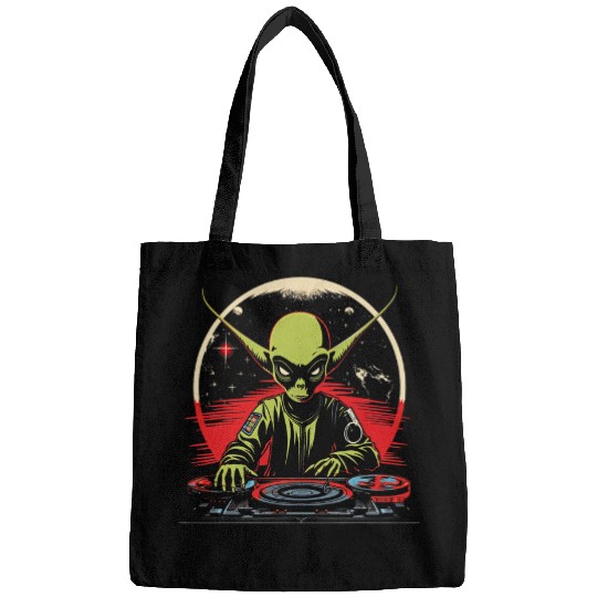 Alien Cool EDM Retro Y2K Alien DJ Mens Funny Graphic 4 Bags