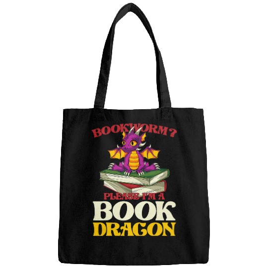 Funny Book Reading Bookworm Please Im A Book Dragon Bags