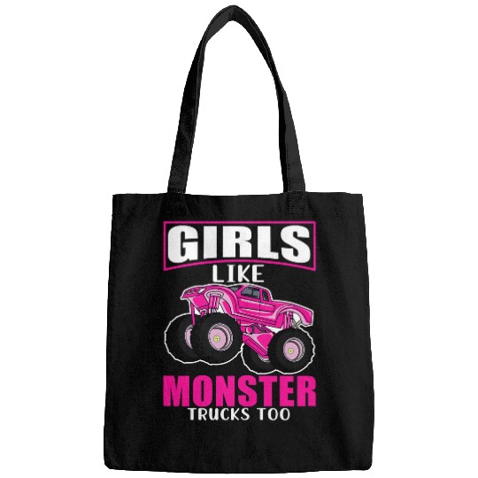 Girls Like Monster Trucks Too Women Purple Monster Truck Car Bags
