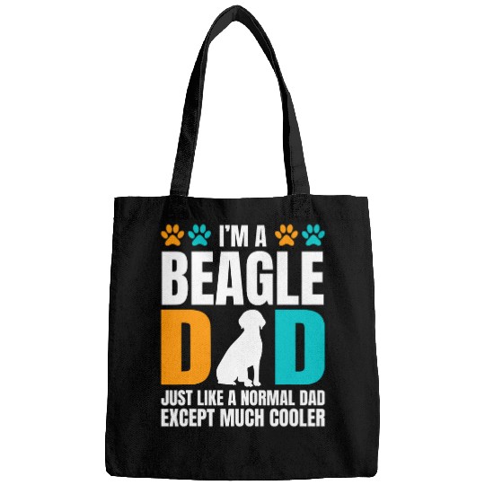 Beagle Dad Not Normal But Cooler Funny Dog Lover Bags