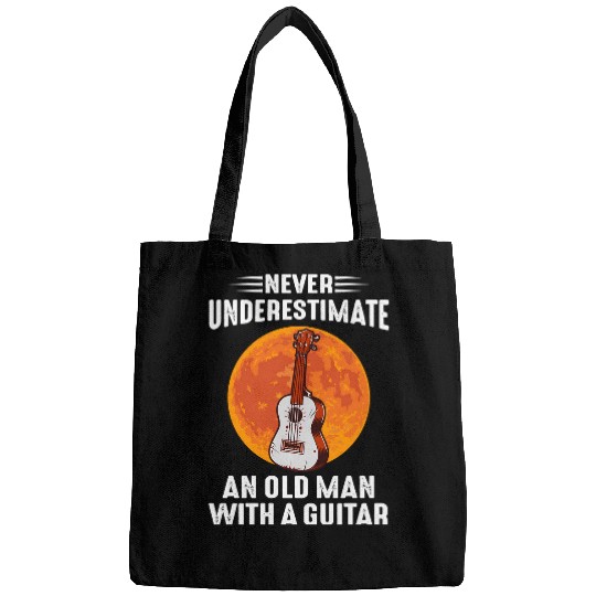 Guitarist Never Underestimate An Old Man With A Guitar Funny Guitar Red Moon Halloween 235 Bags