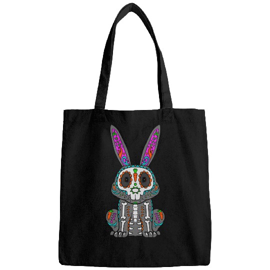 Skeletons Skulls Rabbit Day Of Deads Mexican Bunny Lover Rabbit Sugar Skull Bags