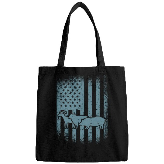 Goats Lover Patriotic Farm Animal American Flag Cow Pig Goats Rancher Bags