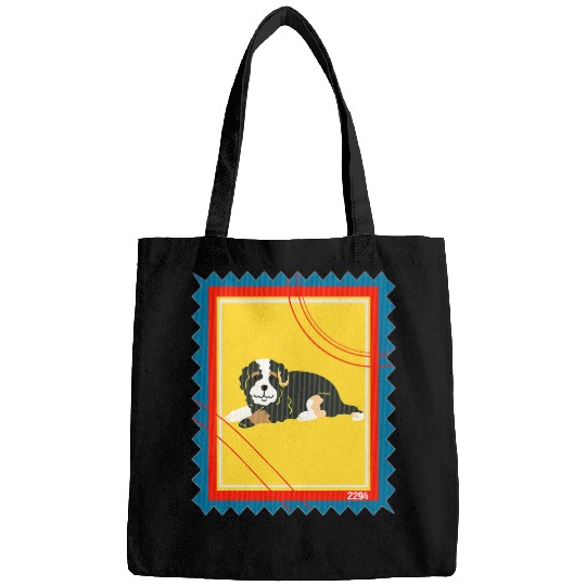 Postage Stamp Bernedoodle Dog Bags