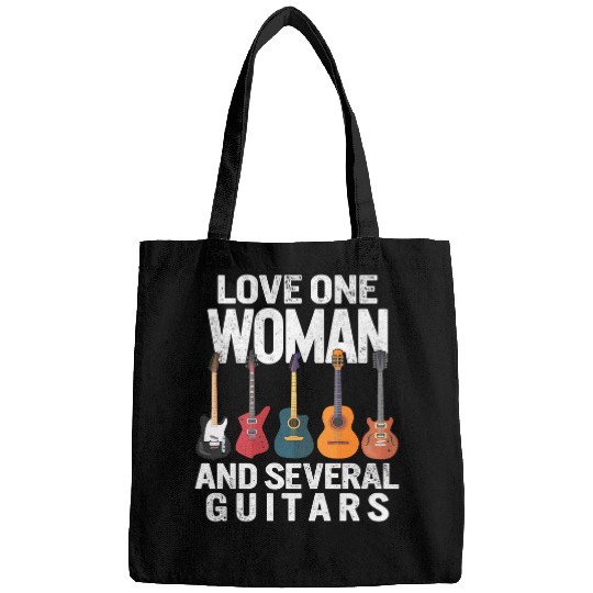 Guitarist Valentines Day For Him Love One Woman and Several Guitars Funny Gifts For Guitar Player Bags