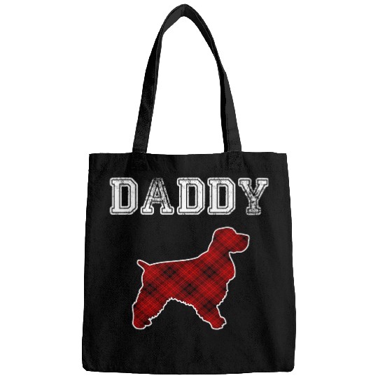 Dog Cocker Spaniel DADDY Cocker Spaniel Men Red Plaid Christmas Pajama Family Bags