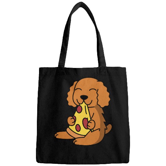 Dog Cocker Spaniel Eating Pizza Dog Bags