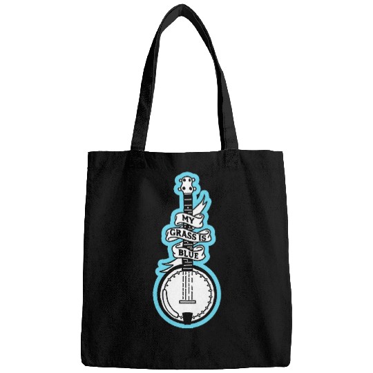 Funny Banjo My Grass Is Blue Vintage Banner and Banjo Retro Illustration 1 Bags