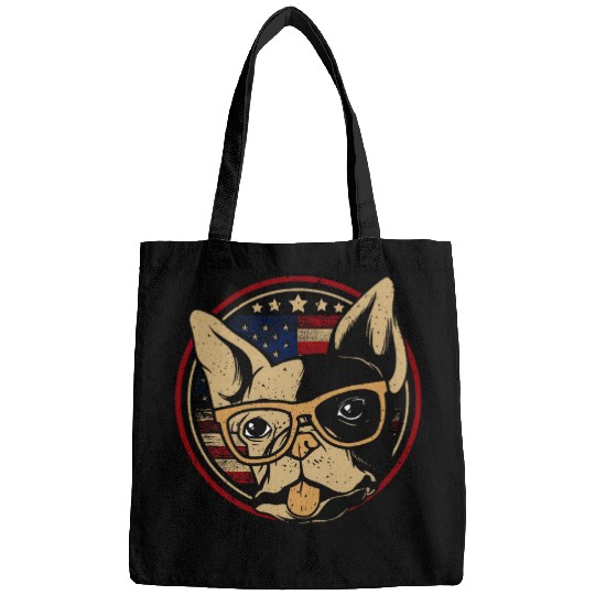 American Flag French Bulldog 4th of July Bags