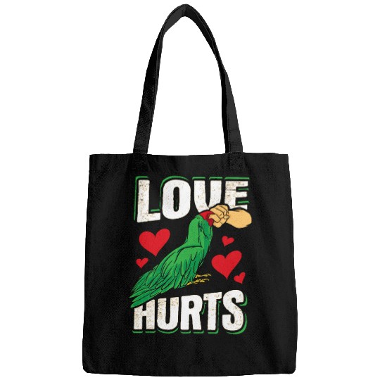 Green Macaw Parrot Love Hurts Design for a Bird owner Bags