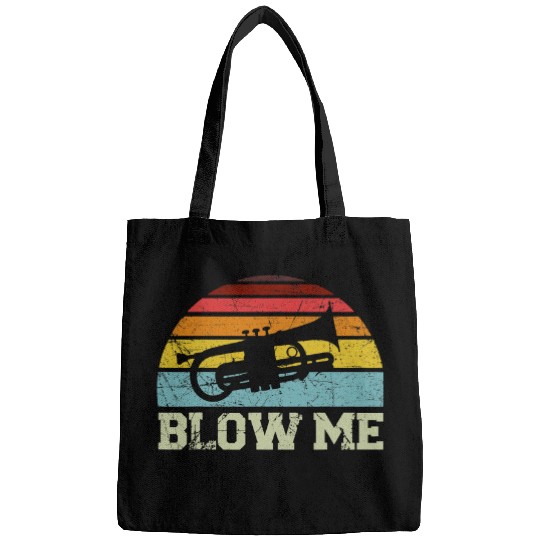 Funny Trumpet Player vintages Retro Blow Me Bags