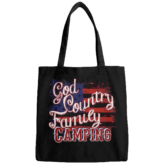 Camping God Country Family Grunge USA Flag Bags