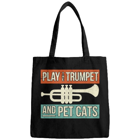 Funny Trumpet vintages Trumpet Player Design Cat Lover Trumpeter I Pet Cats Bags