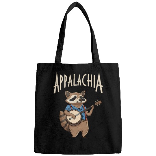 Funny Banjo Raccoons with Banjo Appalachia Design for Bluegrass Concert Bags