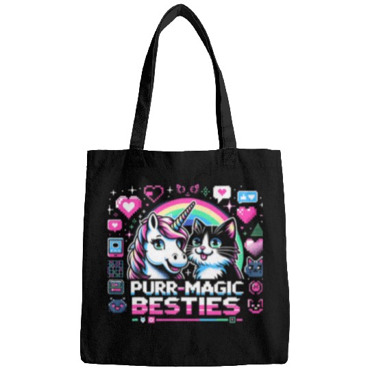 Cat Unicron Purr Magic Besties Funny Graphic Tees Bags