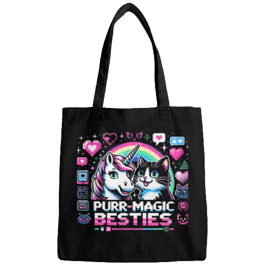 Cat Unicron Purr Magic Besties Funny Graphic Tees Bags