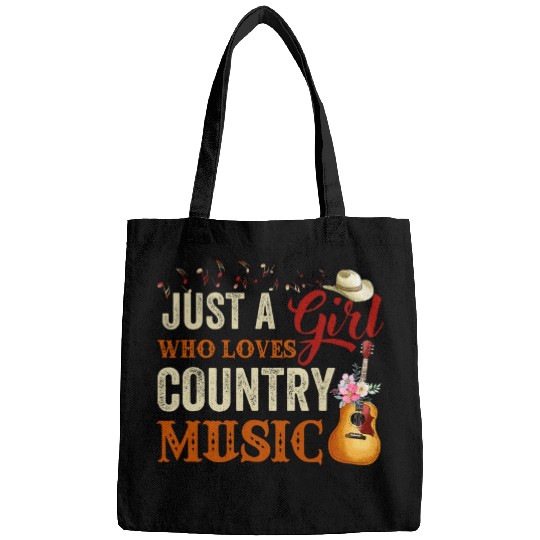 Funny Guitar Just A Girl Who Loves Country Music Western Musician Guitar Bags