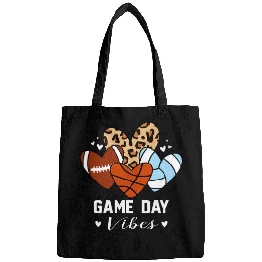 Sport Basketball Game Day Vibes Funny Basketball Volleyball Football Mom Bags