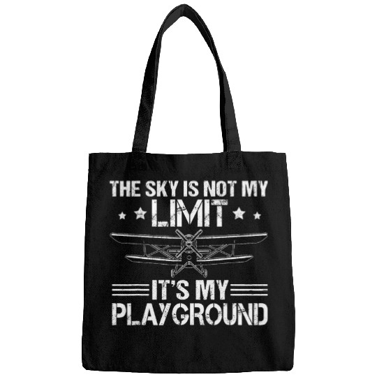 kmJ3 The Sky Is My Playground Funny Airplane Pilot Dad Bags