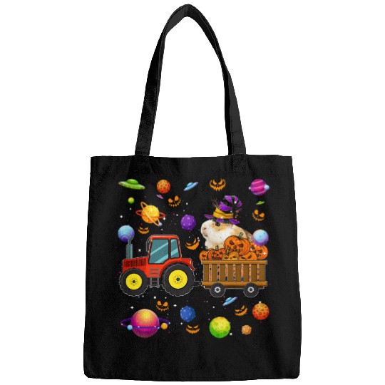 Guinea Pig As Witch On Tractor Pumpkins Cute Universe Space Bags