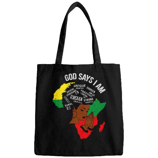god says i am strong afro woman black history month Bags