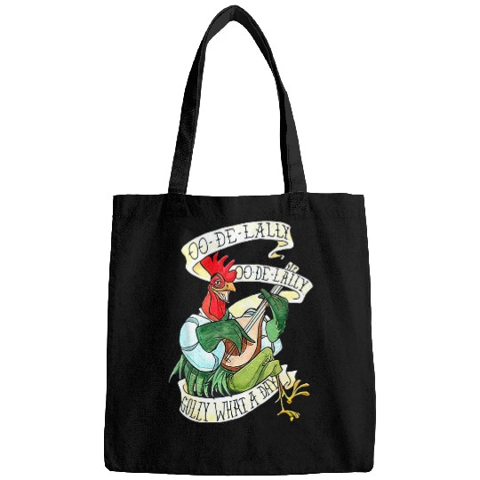 Funny Guitar Chicken Poultry Guitarist OO DE LALLY GOLLY What A Day Rooster Playing Guitarist Bags