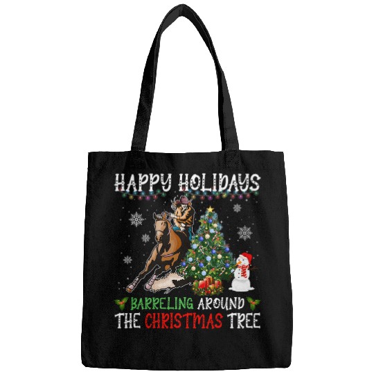 Happy Holidays Barreling Around Christmas Tree Barrel Racing Bags