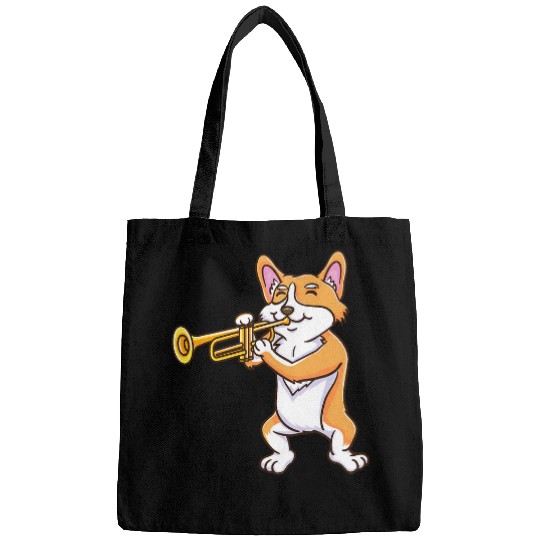 Funny Trumpet Corgi Playing Trumpet Corgi Owner Bags