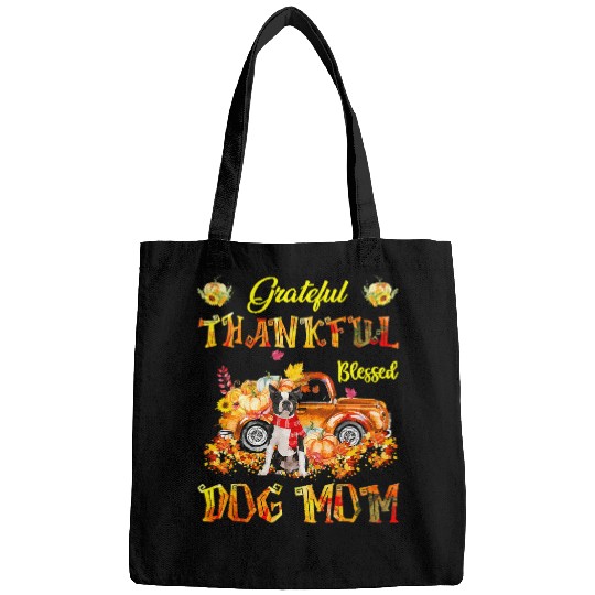 Boston Terrier Pet Pumpkin Thankful Grateful Blessed Bags