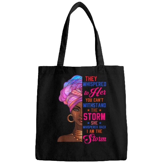 Black History Month African Woman Afro I Am The Storm Bags