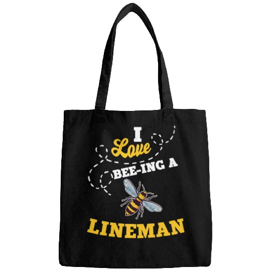 I Love BeeIng A Lineman Honey Bee Job Profession Bags