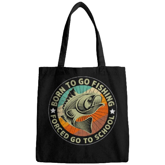 Fishing Funny Born To Go Fishing Gift Bass Fish Fisherman Kids Boy 2 Fisher Bags