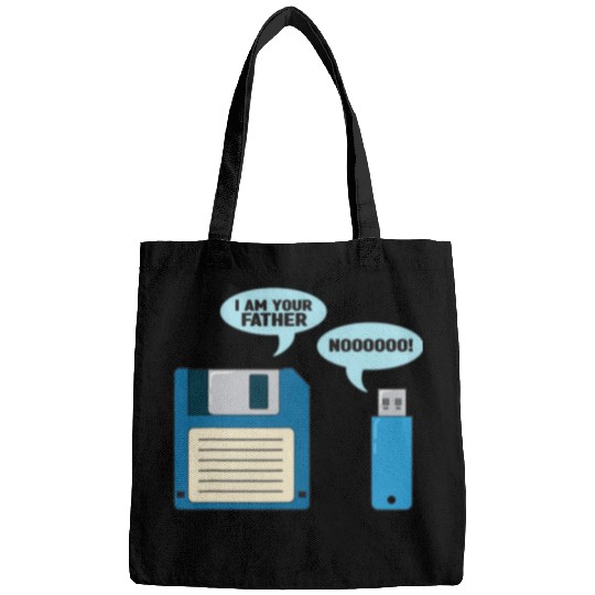 funny floppy disc text design nostalgia dad joke usb Bags