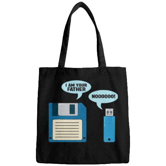 funny floppy disc text design nostalgia dad joke usb Bags