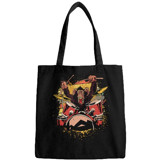 Funny Drummer vintages Chimpanzee Drummer with Drum Set Graphic Bags