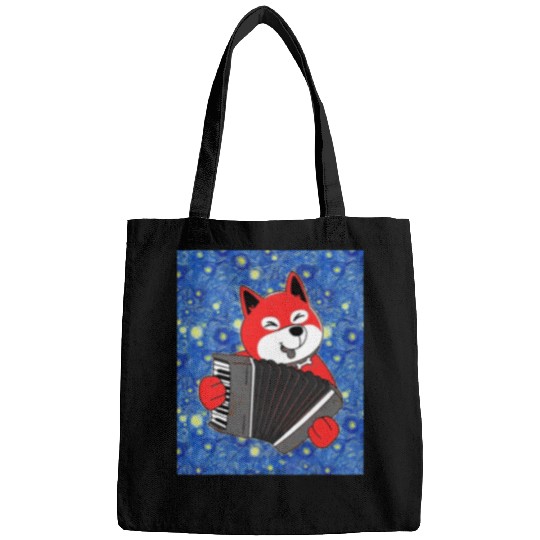 Funny Accordion Dog Shiba Inu Starry Night Dog Shiba Inu Accordion Bags
